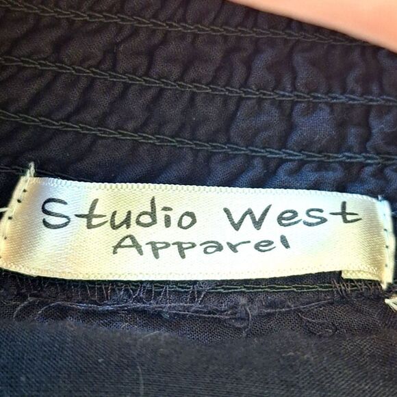 Colorful Bright Embroidered Cotton Blouse Top Smocked Off Shoulder Black XXL 2X - Picture 7 of 14